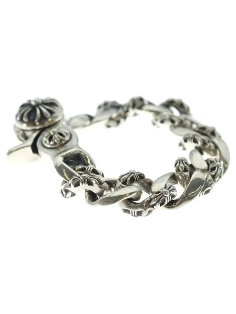 Chrome Hearts Fncy Chn Lnk Fancy Link Clip Bracelet 12 Links Silver